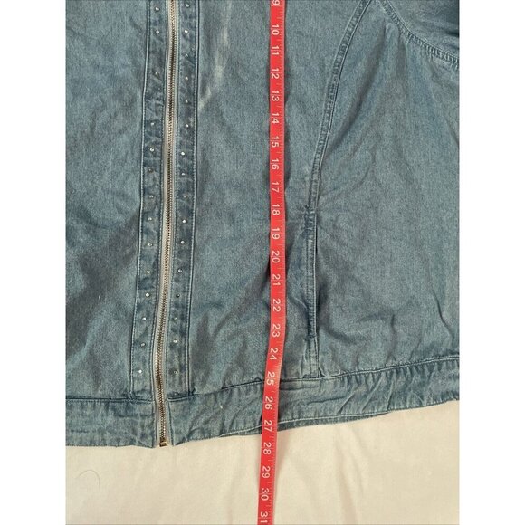 Cathy Daniels Womens 2X Denim Jacket With Rhinestone Accents & Full Zip Front Y2 - Picture 11 of 12